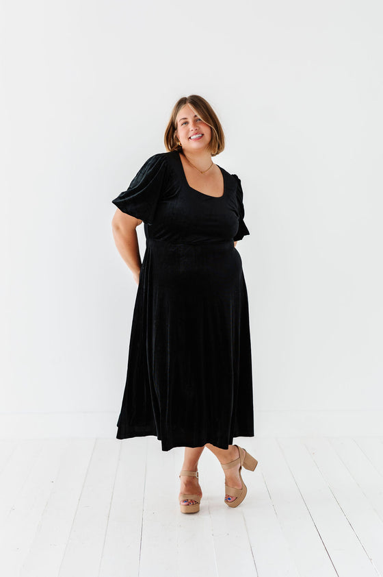 Gloria Velvet Dress in Black