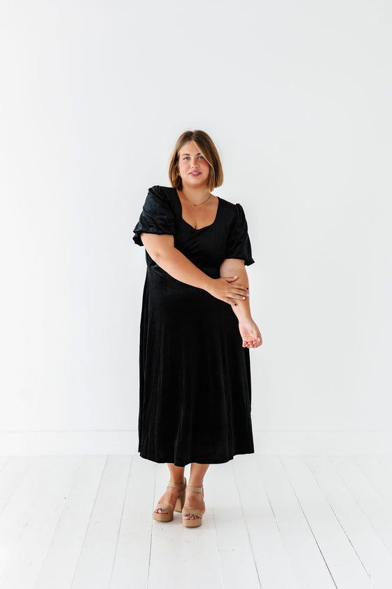 Gloria Velvet Dress in Black