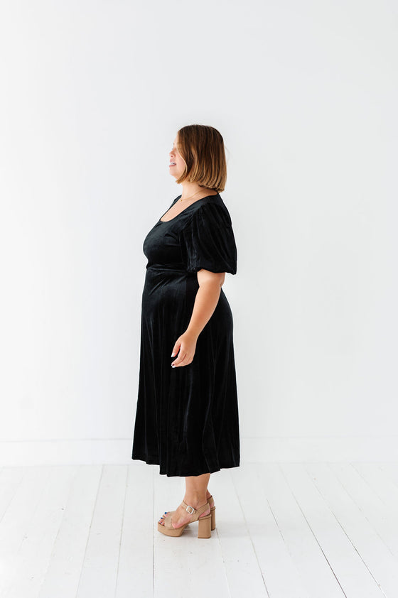 Gloria Velvet Dress in Black