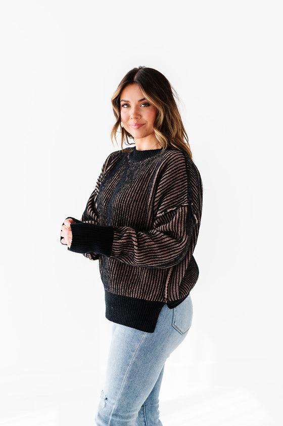 Valeria Drop Shoulder Sweater in Black