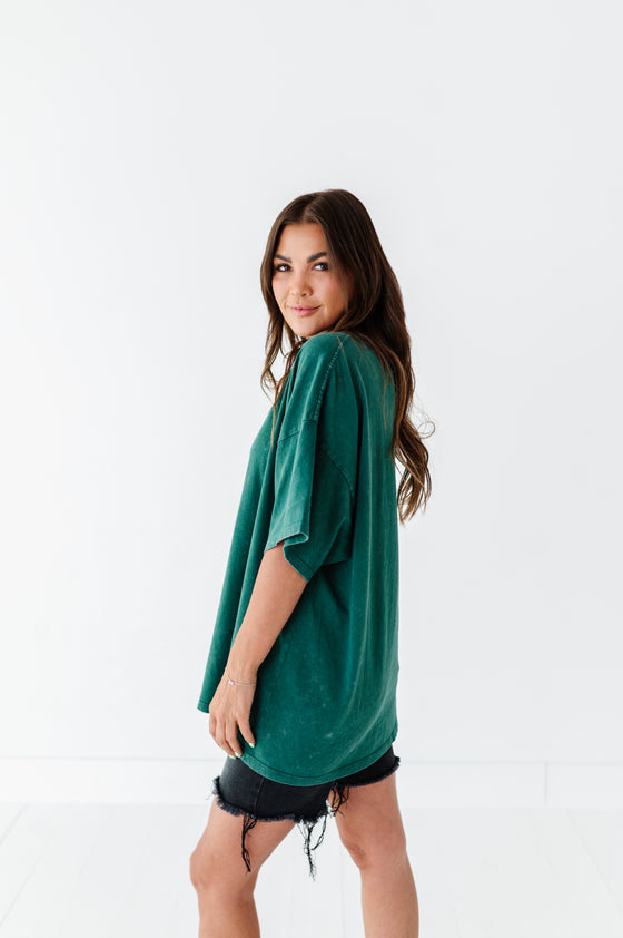 Teagan Oversized Tee in Dark Green