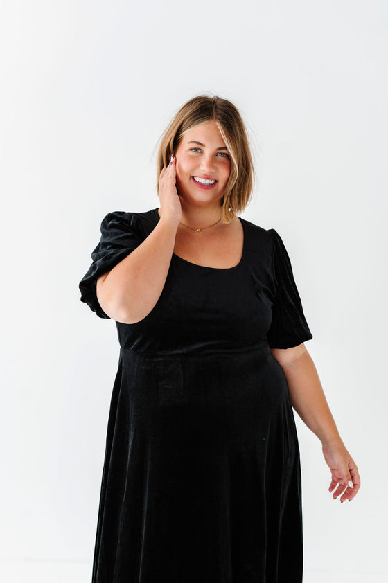 Gloria Velvet Dress in Black