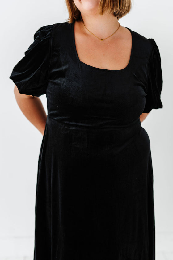 Gloria Velvet Dress in Black