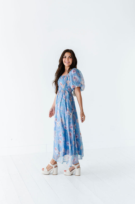 Greer Organza Dress in Blue