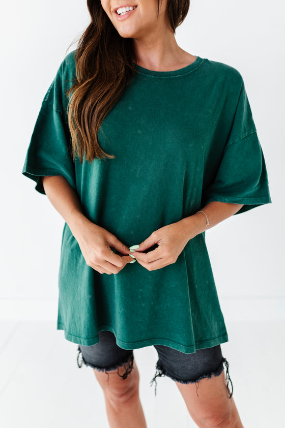 Teagan Oversized Tee in Dark Green