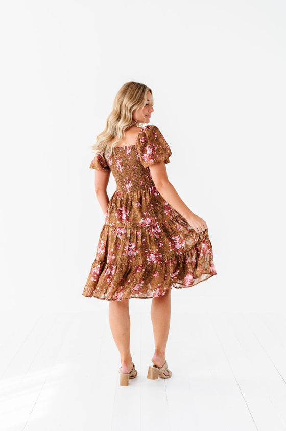 Preslee Chiffon Dress in Brown