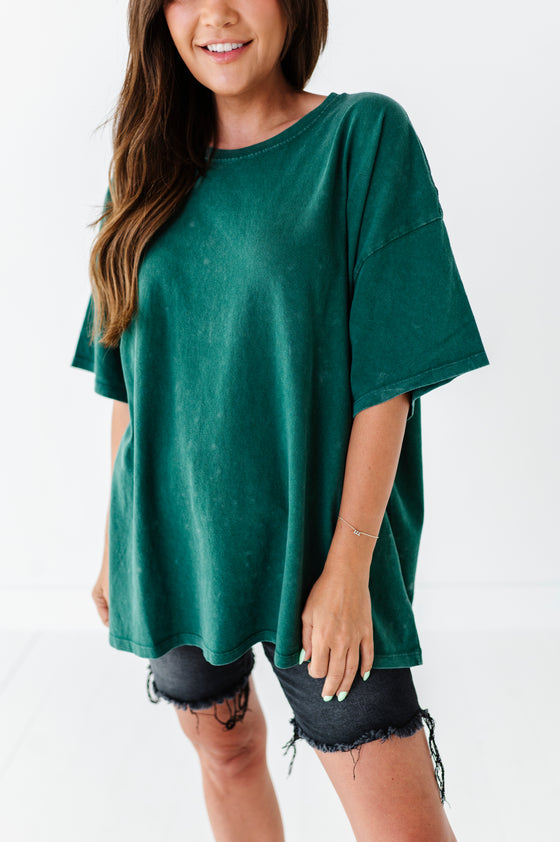 Teagan Oversized Tee in Dark Green