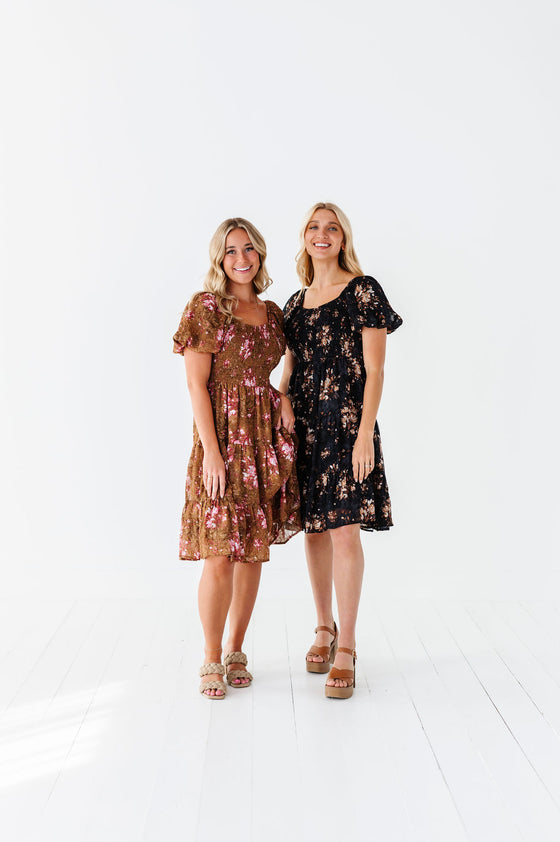 Preslee Chiffon Dress in Brown