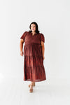 Sandra Embroidered Dress in Burgundy