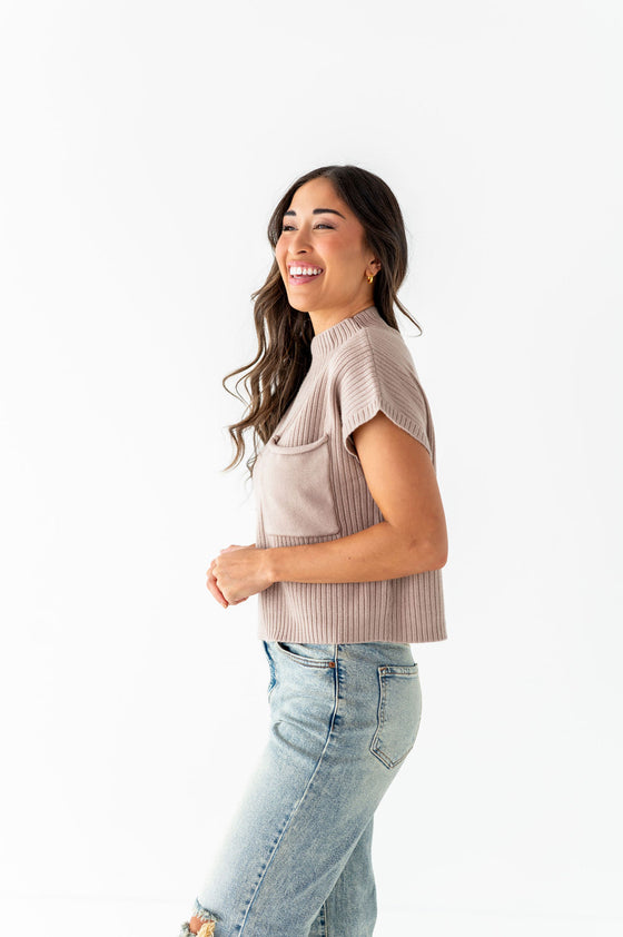 Rainee Sweater Top in Taupe