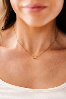  Gold Crystal Rectangle Necklace