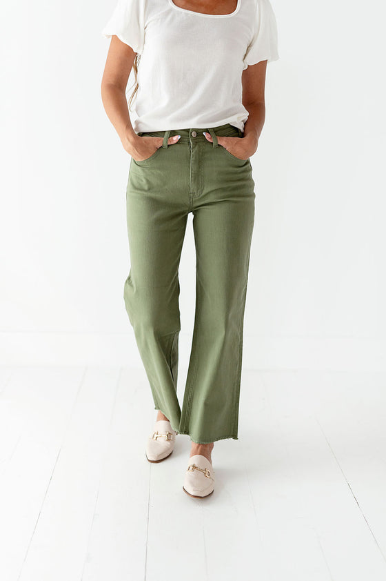 Kai High Rise Jeans in Olive - Size 24 Left