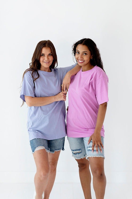 Bright Colors Oversized Tee in Fuchsia - Size M/L Left