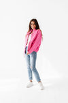 CeCe Quilted Denim Jacket in Hot Pink
