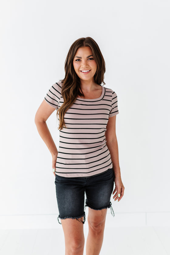 Taylor Striped Top in Taupe