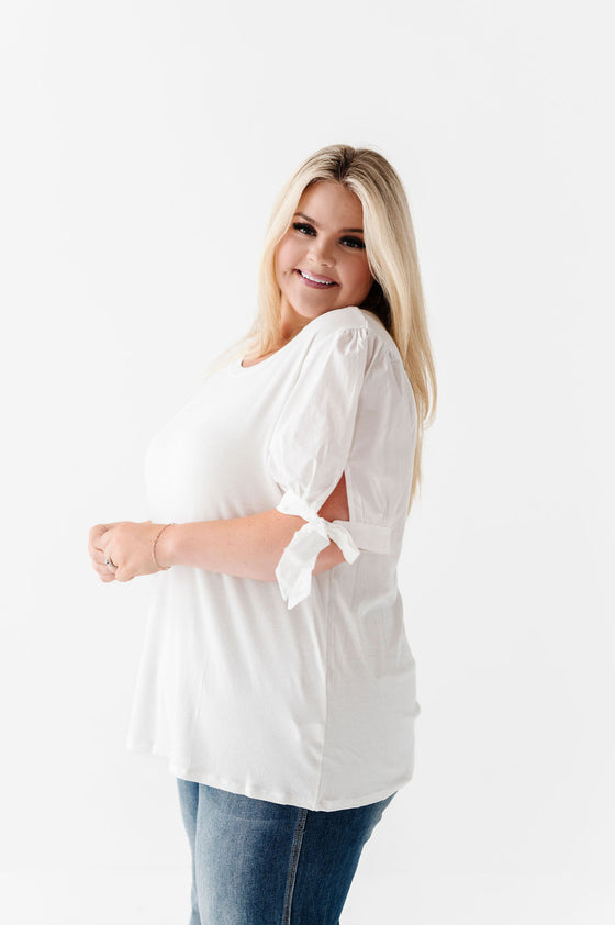 Anne Puff Sleeve Top in White