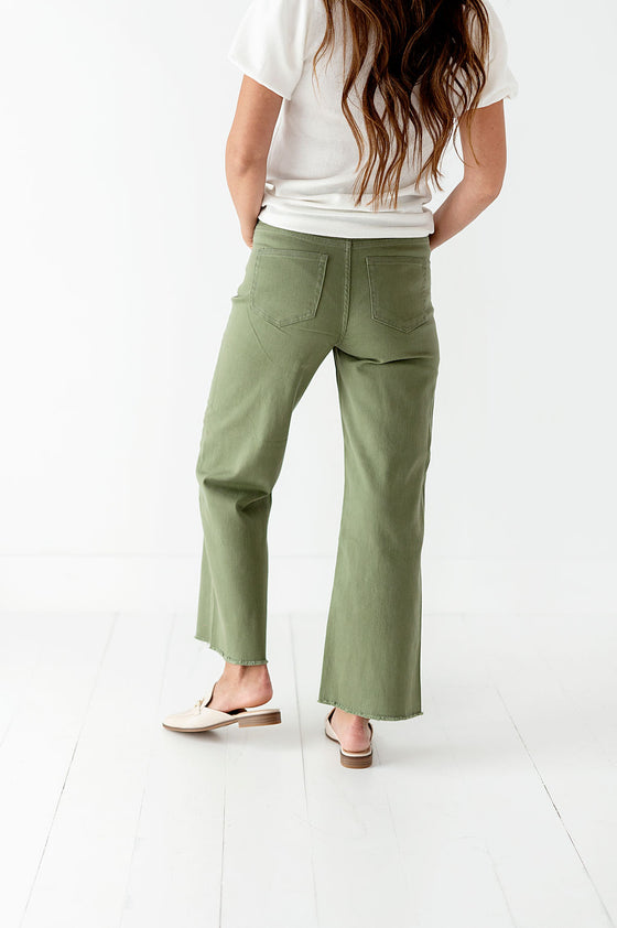 Kai High Rise Jeans in Olive - Size 24 Left