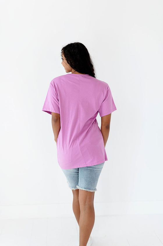 Bright Colors Oversized Tee in Fuchsia - Size M/L Left
