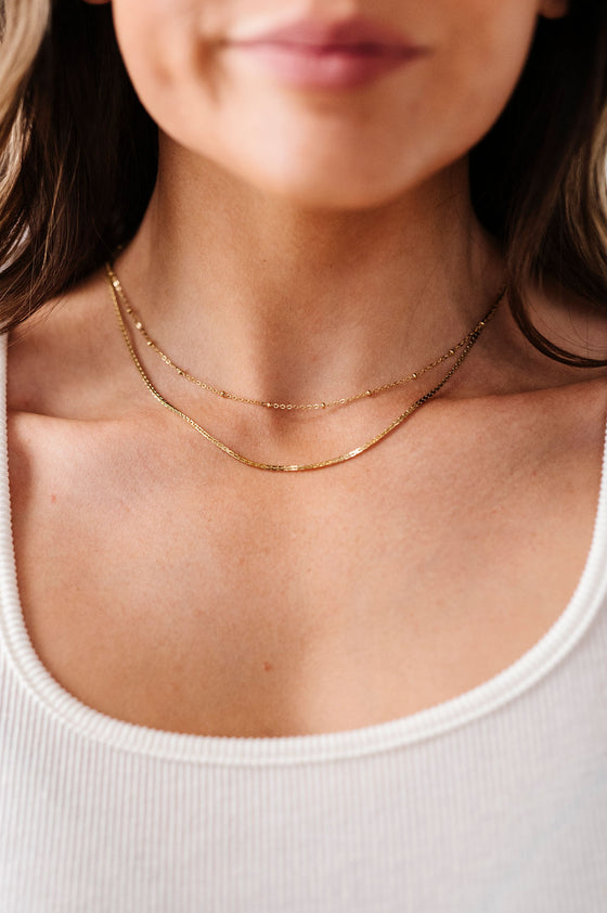 Gold Layered Double Chain Necklace