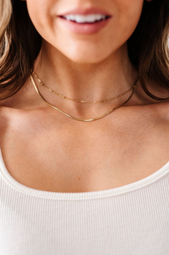 Gold Layered Double Chain Necklace