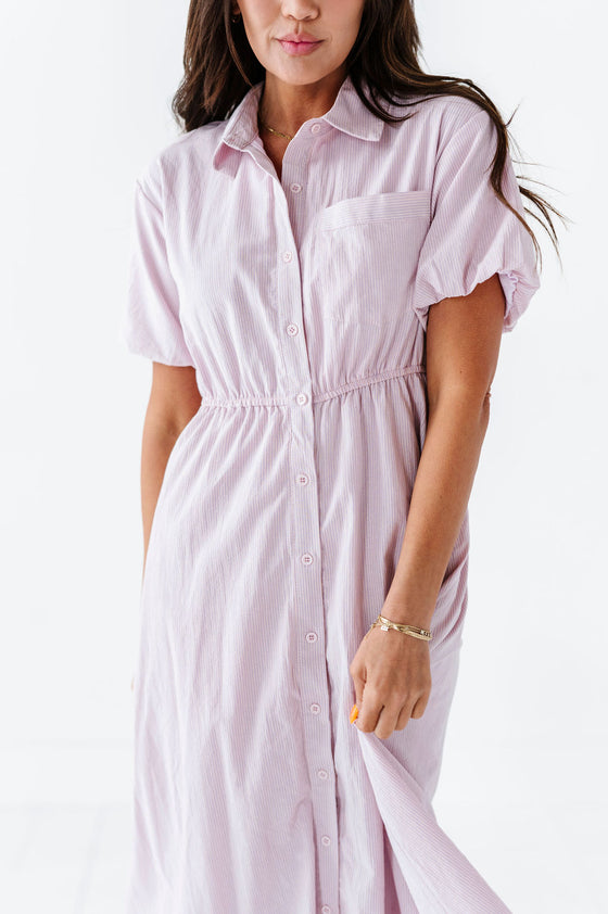 Tina Dress in Lavender Stripe