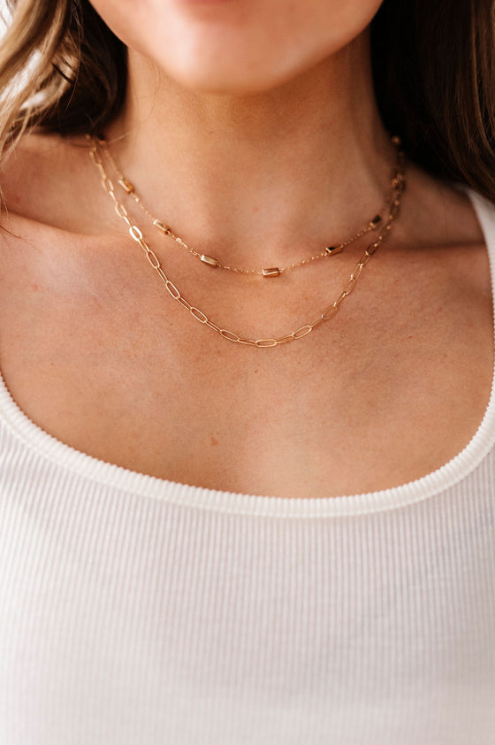 Layered Square Gold Necklace