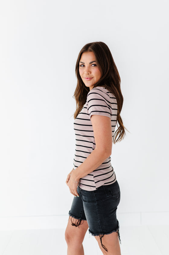 Taylor Striped Top in Taupe