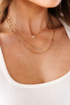Layered Necklace with Crystal Pendants