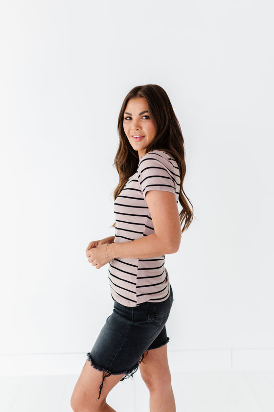 Taylor Striped Top in Taupe