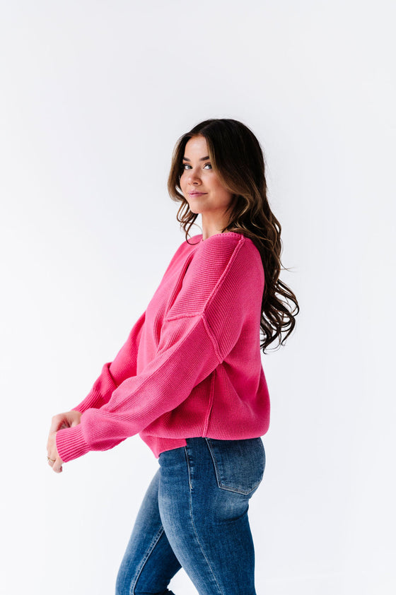 Shelby Pullover Sweater in Hot Pink