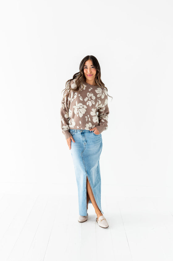 Tansy Floral Distressed Sweater