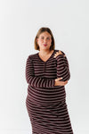 Willow Stripe Sweater Dress in Cacao