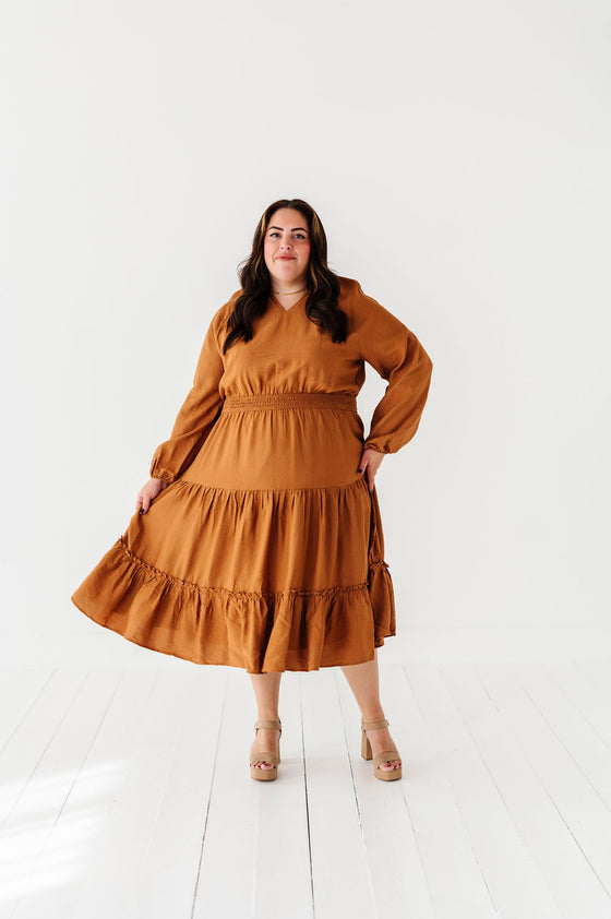 Kenzie Tiered Dress in Caramel