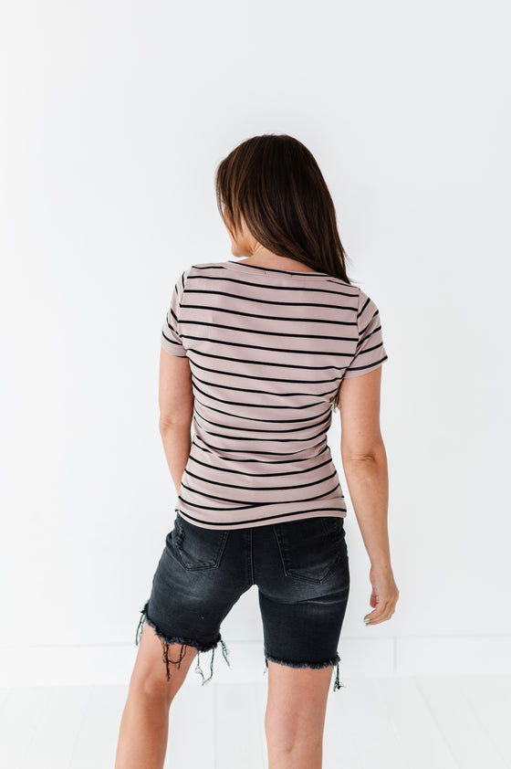 Taylor Striped Top in Taupe