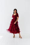 Eloise Tiered Ruffle Dress in Wine