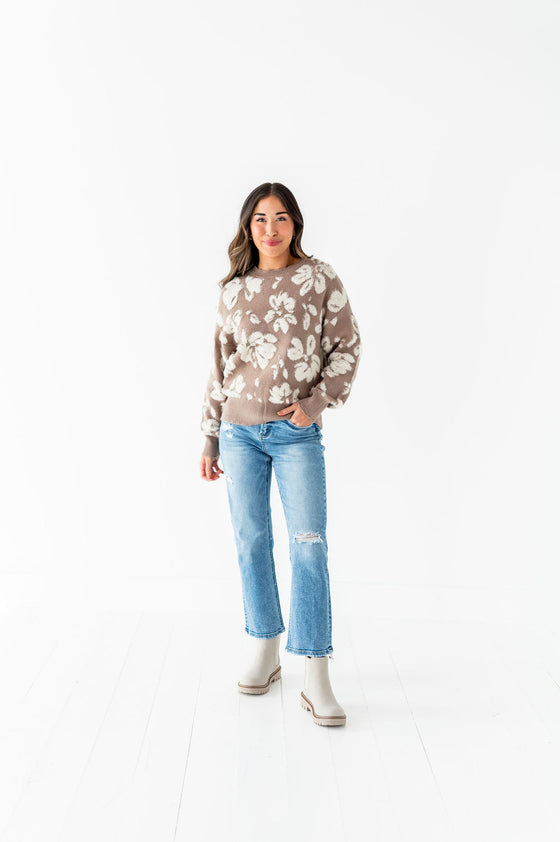 Tansy Floral Distressed Sweater