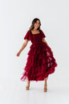 Eloise Tiered Ruffle Dress in Wine