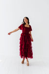 Eloise Tiered Ruffle Dress in Wine