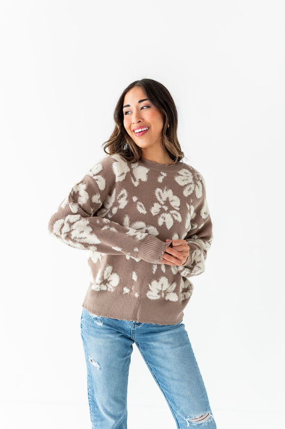 Tansy Floral Distressed Sweater