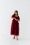 Eloise Tiered Ruffle Dress in Wine