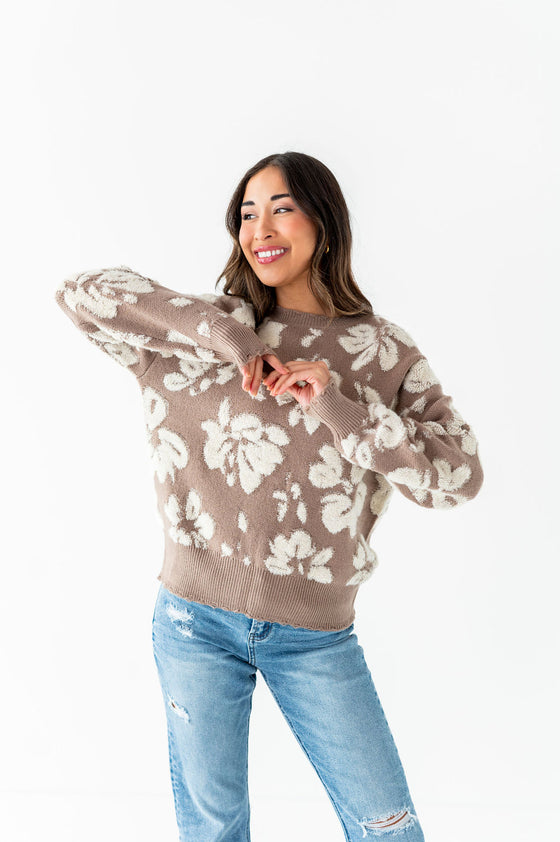 Tansy Floral Distressed Sweater