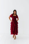 Eloise Tiered Ruffle Dress in Wine