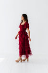 Eloise Tiered Ruffle Dress in Wine