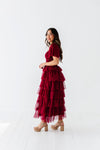 Eloise Tiered Ruffle Dress in Wine