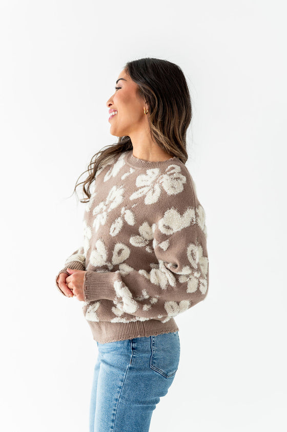 Tansy Floral Distressed Sweater