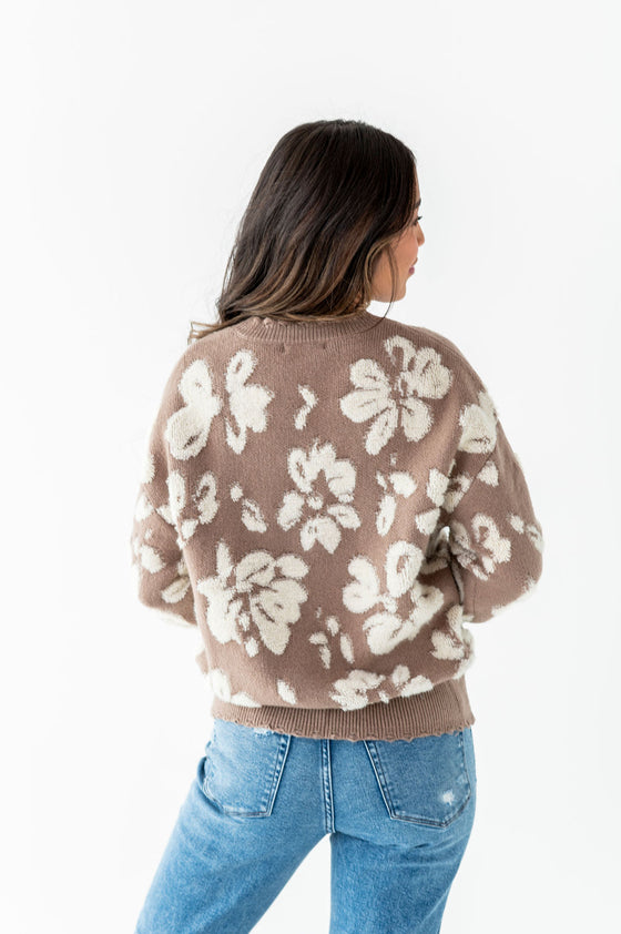 Tansy Floral Distressed Sweater