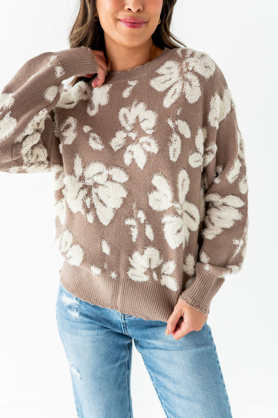 Tansy Floral Distressed Sweater