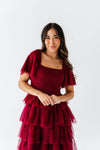 Eloise Tiered Ruffle Dress in Wine