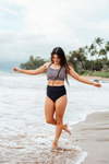 Basic Beach Ruched Bottoms in Black