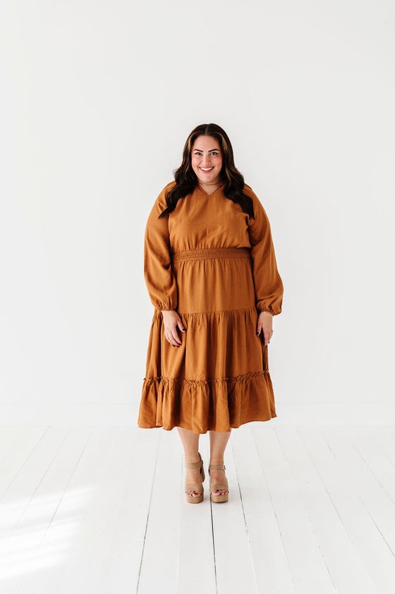 Kenzie Tiered Dress in Caramel